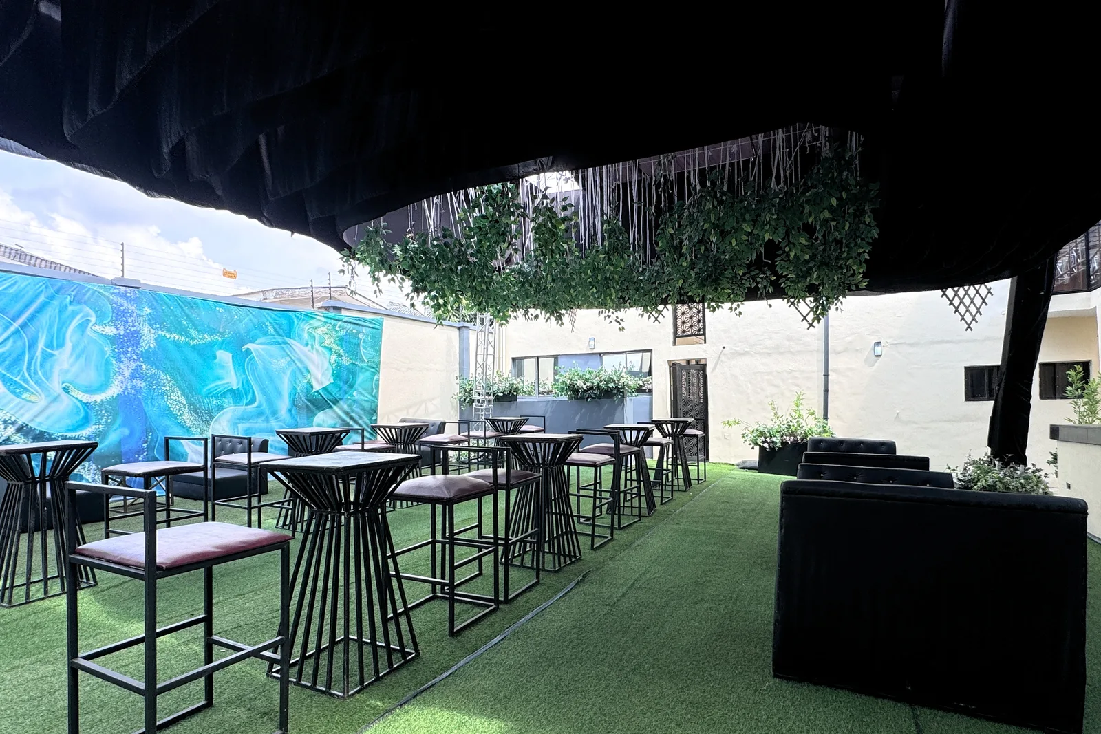 Outdoor lounge at Seedland Hotel